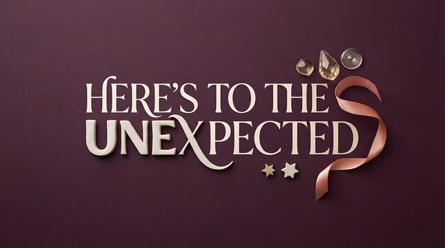 Elegant typography design with here is to the unexpected text on dark
