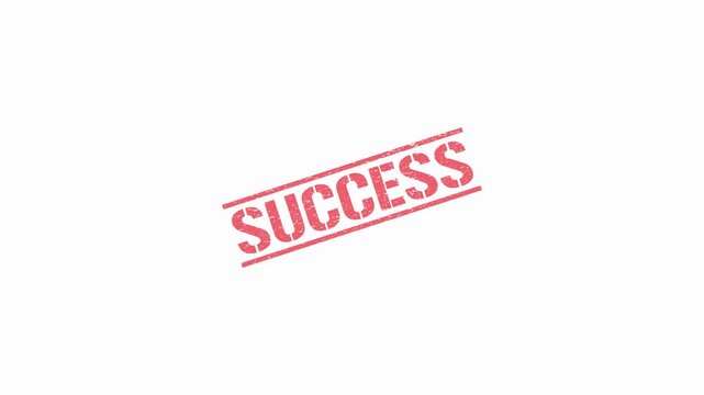Red success stamp with textured effect on a clean white background