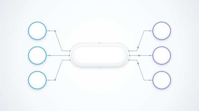 Animated Infographic with Central Capsule Hub and Six Circular Nodes