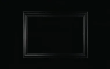 Empty black photo frame mockup on dark background wall © eugenepartyzan