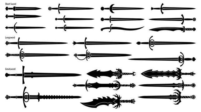 Collection of Medieval and Fantasy Sword Silhouettes