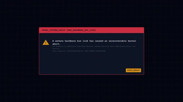 Kernel Panic and Critical System Error Message on Dark Grid Screen Video