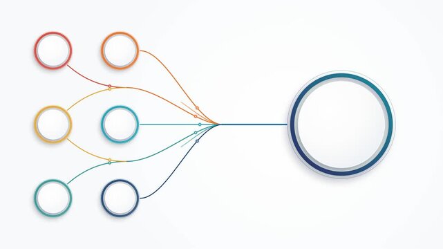 Six Circles Converging into One Node Infographic Animation