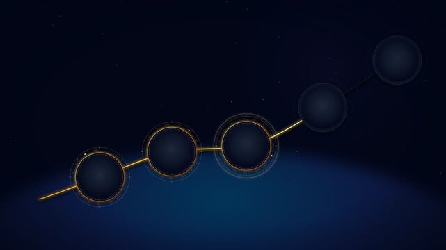 Upward Milestone Arc with Five Glowing Circular Nodes Animation
