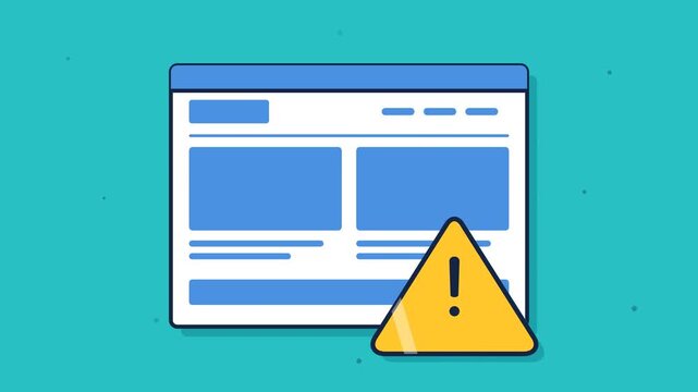Web Browser Window with Yellow Warning Triangle Alert Animation