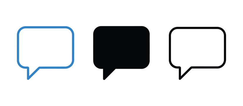 Speech bubble icon set, different styles, talk icons, comment symbols, text message elements, digital communication, social networking, isolated vector design