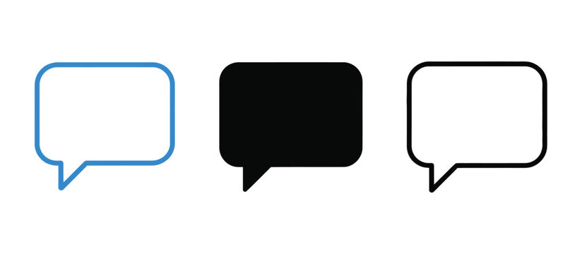 Speech bubble icon set, different styles, talk icons, comment symbols, text message elements, digital communication, social networking, isolated vector design
