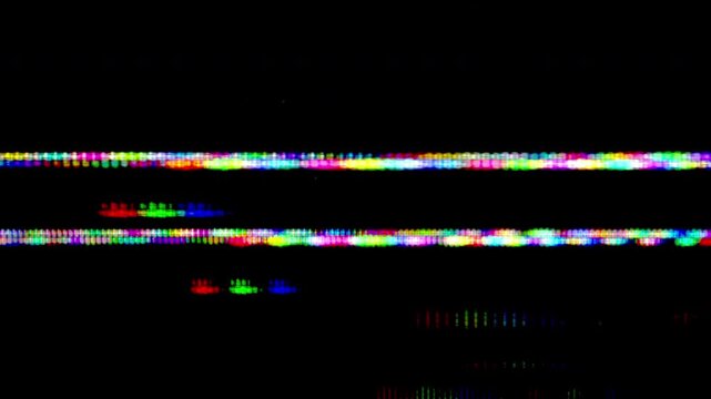 Broken signal error effect with noisy static lines and RGB split
