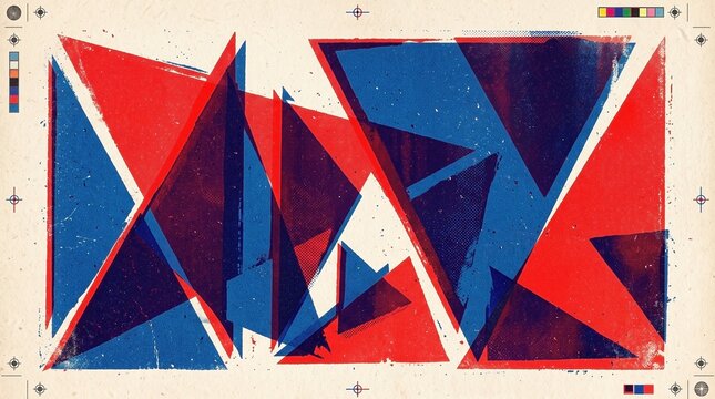 Abstract Retro Geometric Distressed Triangle Poster 5K