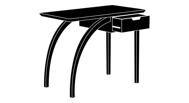 Minimalist Black Console Table with Curved Legs