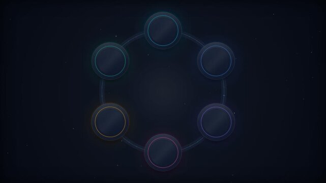 Six Step Circular Cycle Diagram with Orbiting Light Particle