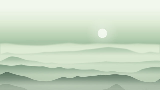 vector illustration of mountain landscape with clouds