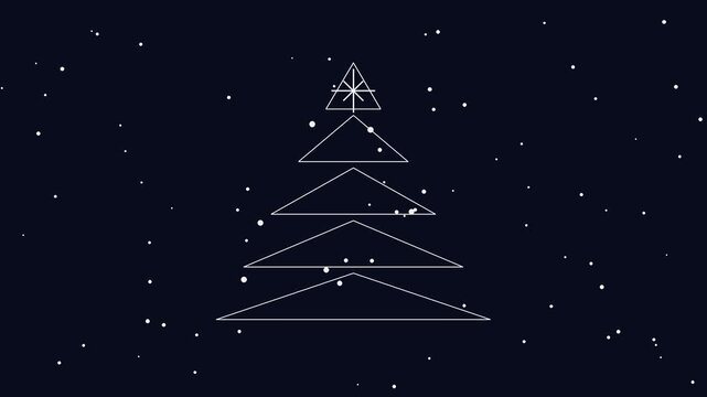Wireframe christmas tree grows taller against a dark starry backdrop fir pine holiday seasonal winter celebration
