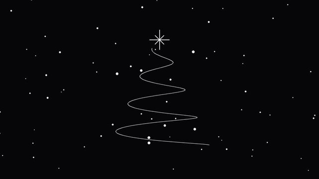 A stylized christmas tree gradually illuminates against a dark starry backdrop holiday festive seasonal winter decorations