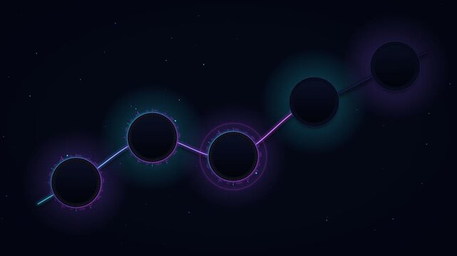5 Step Futuristic HUD Infographic Timeline with Glowing Nodes