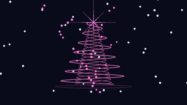 Pink christmas tree forms from falling sparkles against a dark background sparkle holiday celebration festive winter