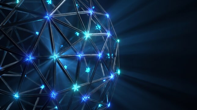Abstract Glowing Geometric Sphere Structure