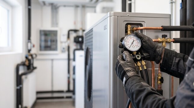HVAC Technician Checking a Heat Pump