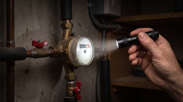 Reading the Water Meter by Flashlight