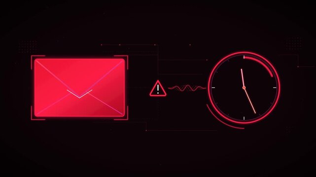 Phishing Email Urgency Animation with Warning Icon and Clock Timer