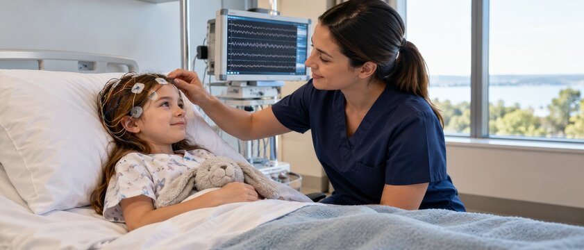 doctor monitors a child during pediatric seizure monitoring