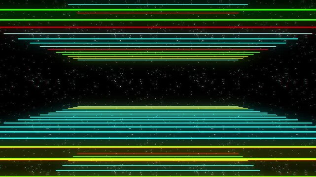 Green Neon Perspective Corridor with Red Horizontal Light