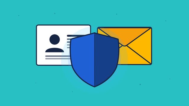 Security shield protecting personal identity card and email envelope