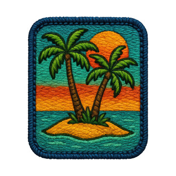 PNG Tropical embroidered patch design.