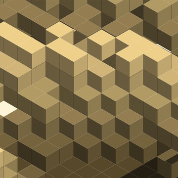 Fondo 3d de escalera de cubos isom&eacute;tricos negro y dorado