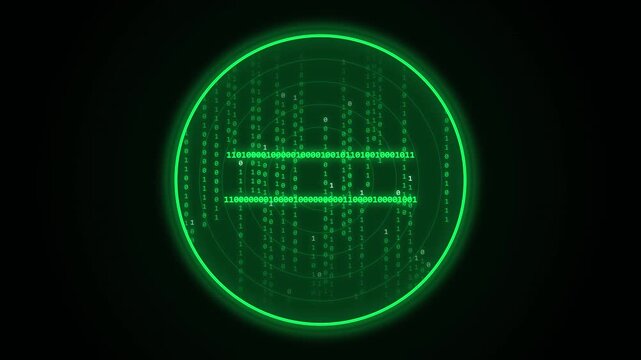 Digital Binary Code Displayed Inside Seamless Motion Loop 4K