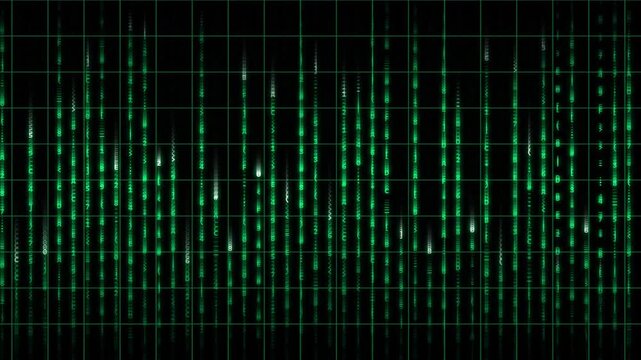 Green Digital Matrix Display Showing Seamless Motion Loop 4K