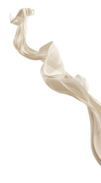 Luxury ivory sheer pleated chiffon fabric flowing isolated on transparent background 3D render