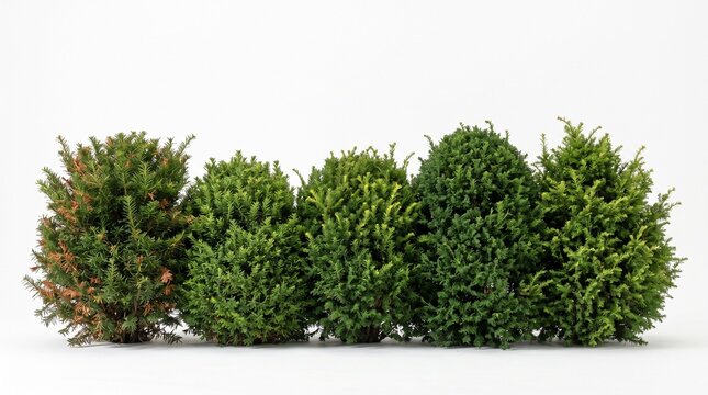 A lush green hedge isolated on a white background perfect for garden landscaping or architectural visualization projects