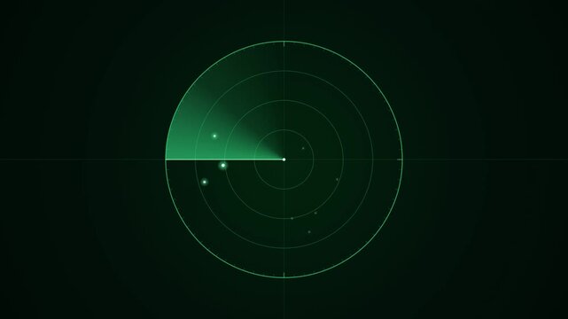 Radar sweep with glowing blips surveillance loop