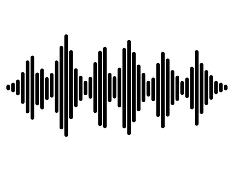 Black Sound Wave Audio Waveform Vector for Podcast Recording Music Track and Equalizer Technology Isolated on White Background