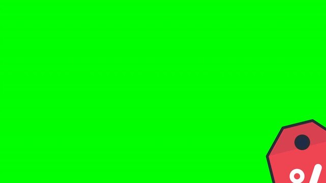 Red sale tags pattern moving on green screen background