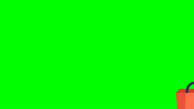 Flat juice box icons floating on green screen background