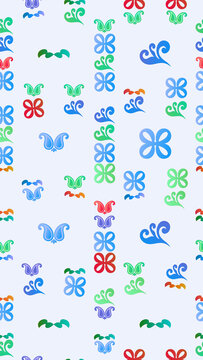 Seamless pattern of colorful abstract graphic motifs