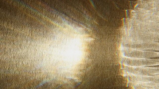 Abstract sunlight background with light reflections, shadows and sun rays refractions creating dynamic optical sparkling golden pattern for visual design and trendy mockup.