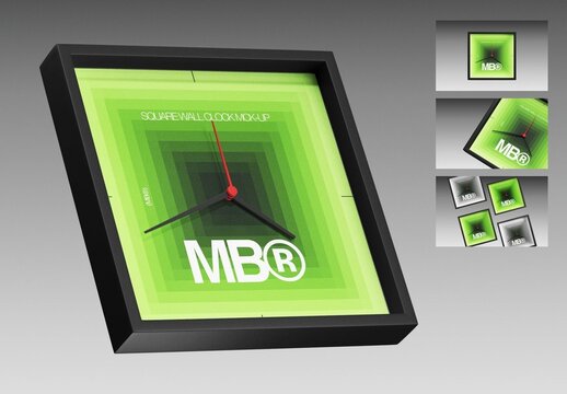 Square Wall Clock Mockup