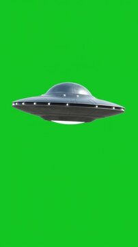 Metal UFO Flying Saucer Hovering on Green Screen Chroma Key Loop 