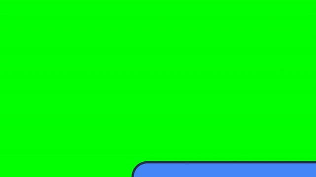 High speed animated train moving on green screen background