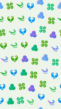 Seamless pattern of stylized paisley and swirl motifs
