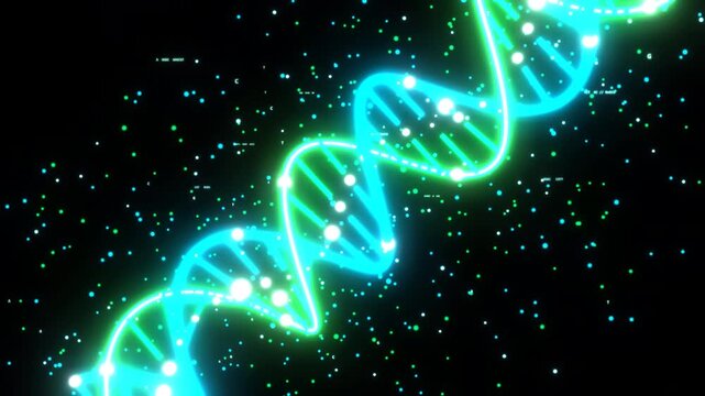 Luxury Royal Gold B-DNA double helix with high-speed gold and champagne photon data pulses and floating genomic sequence glyphs, framed with negative space for Arabic titles and medical HUD telemetry.