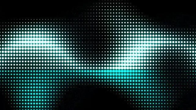 Abstract digital sound wave background, with glowing cyan, and white led, dot matrix pattern technology