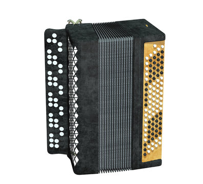 accordion isolated on transparent background, 3D rendered 