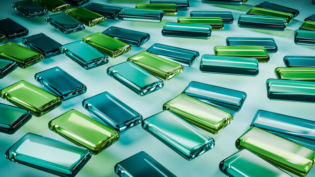 Rectangular green and blue glass tiles pattern