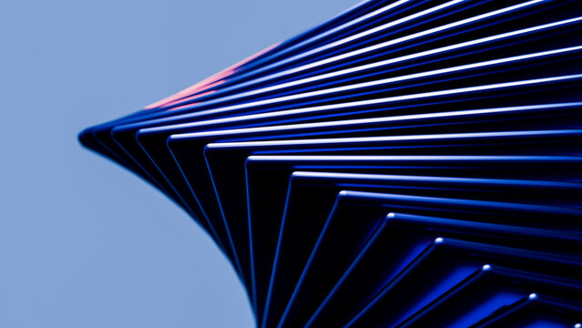 Abstract blue curved lines with geometric pattern