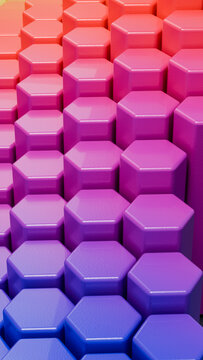 3d hexagonal pattern with vibrant pink to blue color gradient