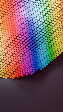 Colorful hexagonal pattern creating rainbow gradient abstract